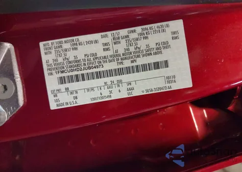 2018 Ford Escape Sel z USA, uszkodzony, nr VIN 1FMCU0HD2JUB04973